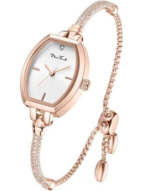 Womens Rose Gold Analog Quartz Diamond Waterproof Elegance Petite Bracelet Watch
